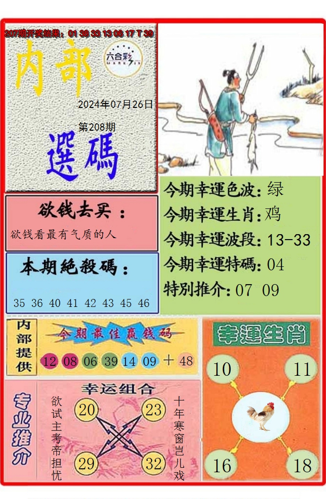 新澳彩208期:马会内部选码