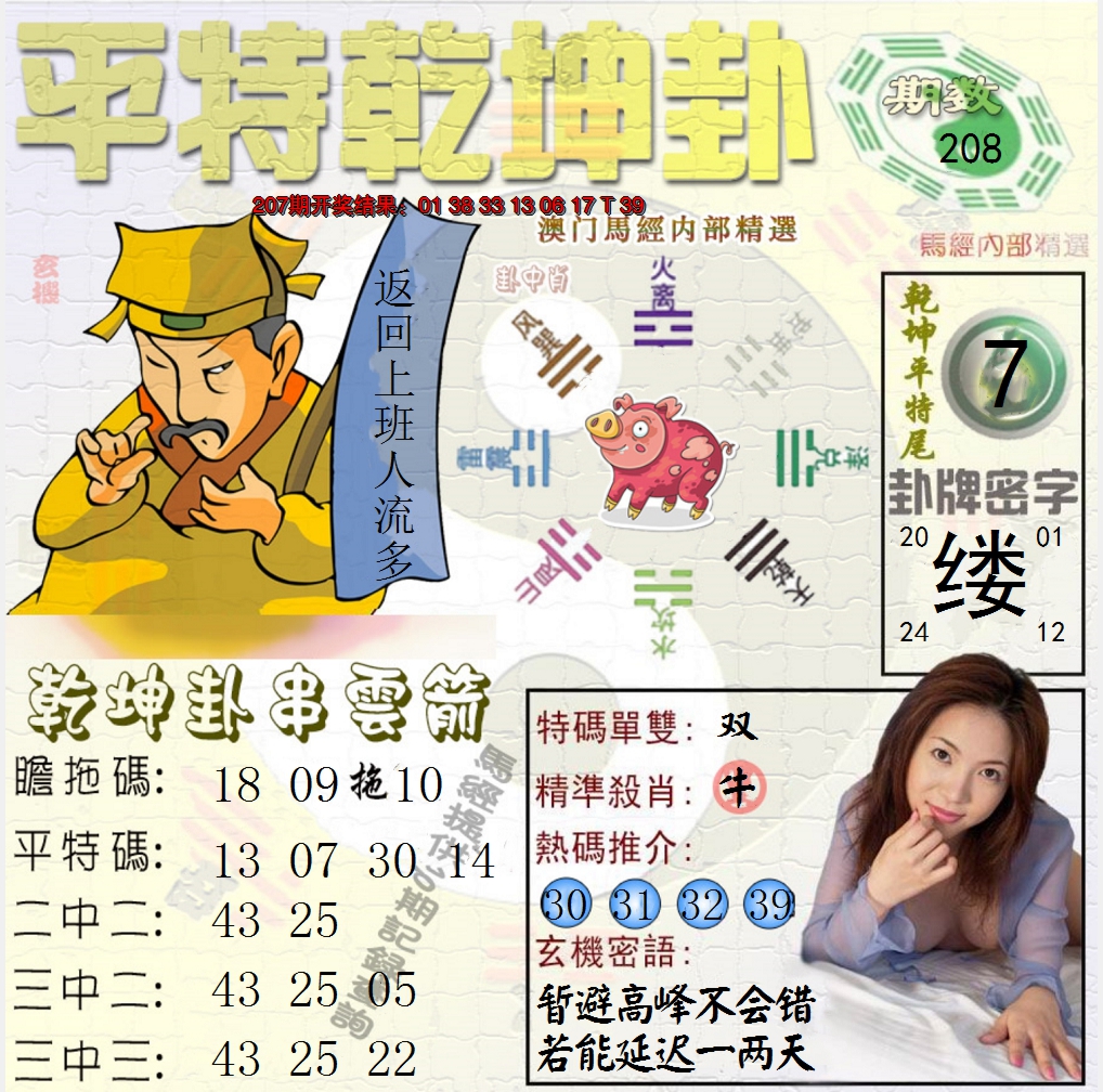 新澳彩208期:平特乾坤卦