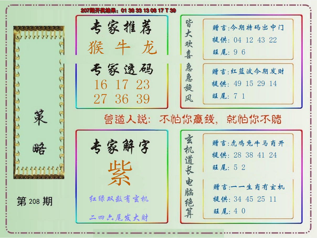 新澳彩208期:策略