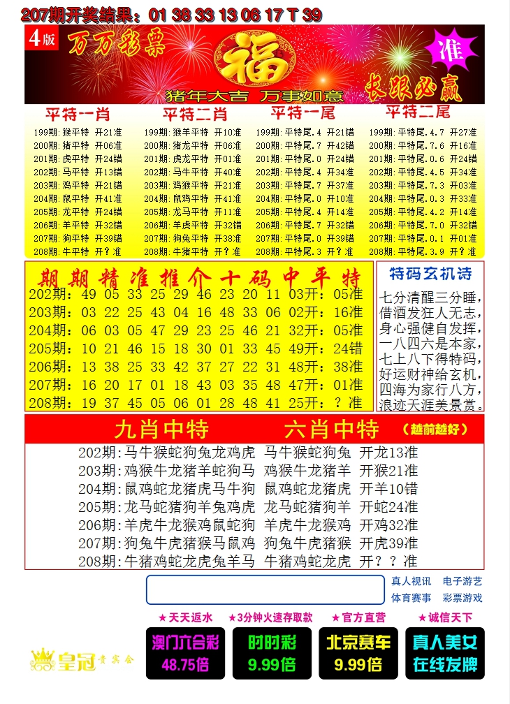 新澳彩208期:澳门开门红C