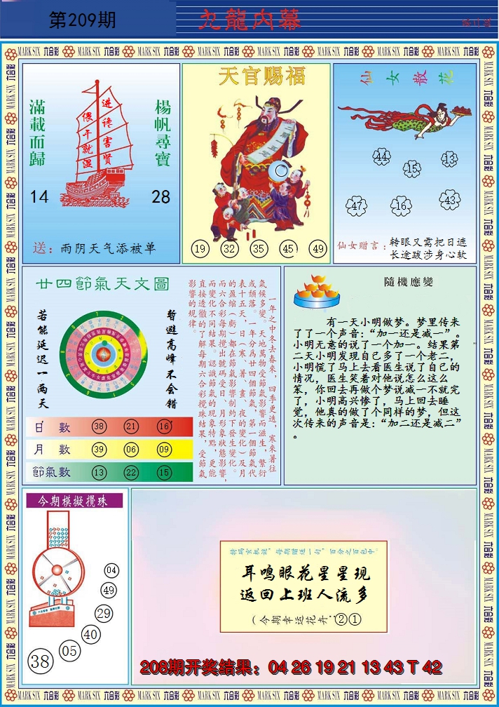 新澳彩209期:九龙内幕B