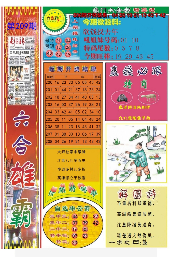 新澳彩209期:六合雄霸