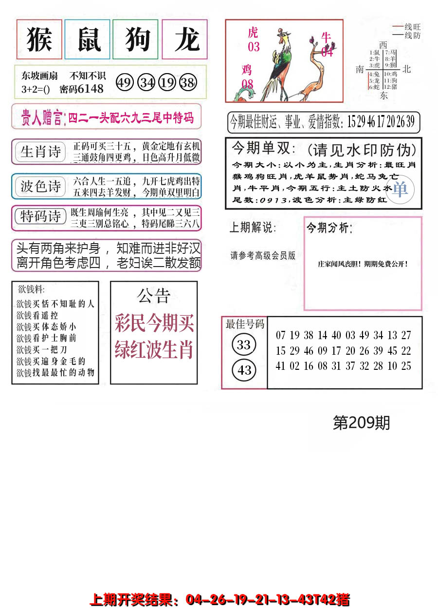 新澳彩209期:凤凰闲情A