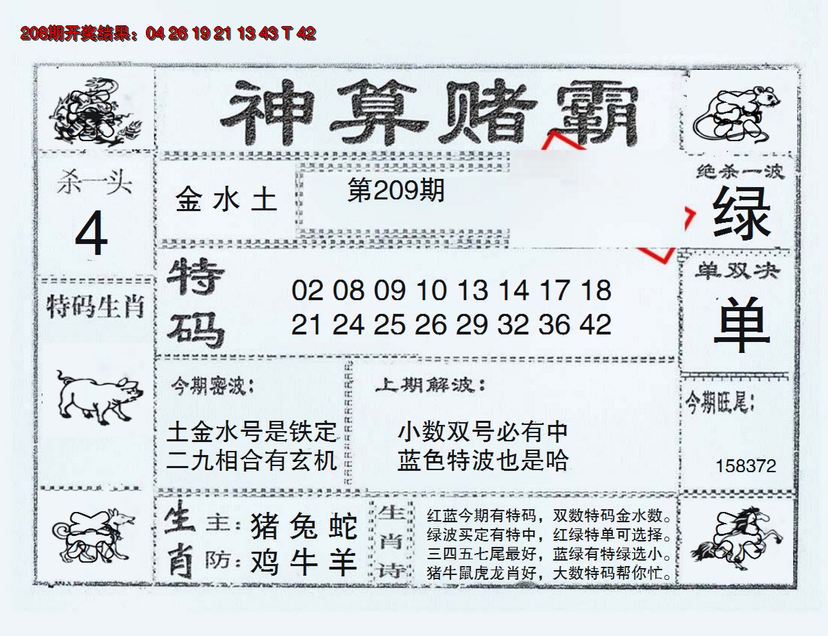 新澳彩209期:神算赌霸