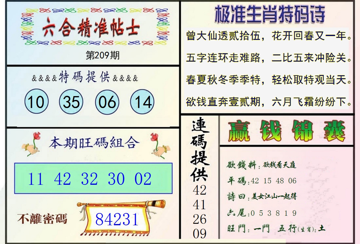 新澳彩209期:精准贴士