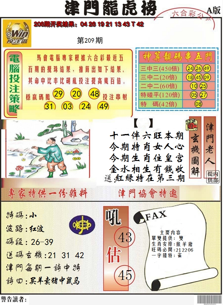 新澳彩209期:津门龙虎榜A