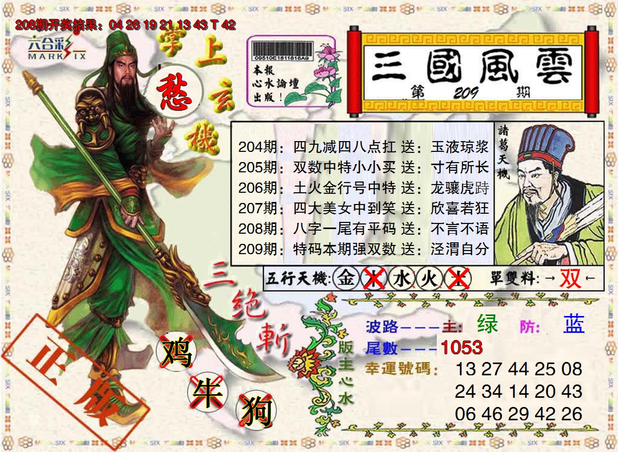 新澳彩209期:正版三国风云