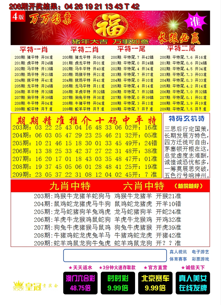 新澳彩209期:澳门开门红C