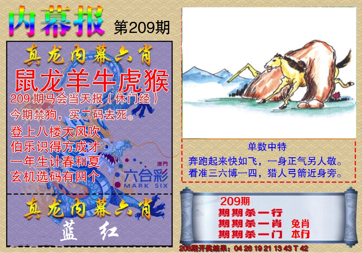 新澳彩209期:真龙内幕报