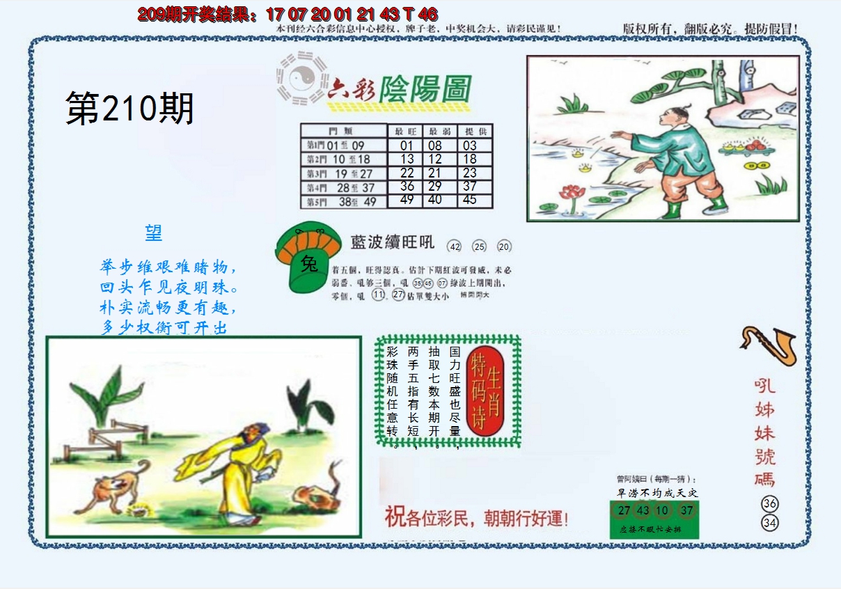 新澳彩210期:4-六合阴阳