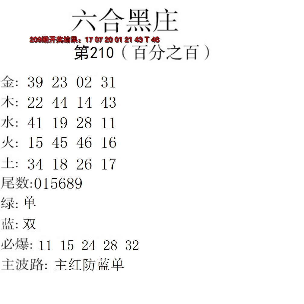 新澳彩210期:六合黑庄