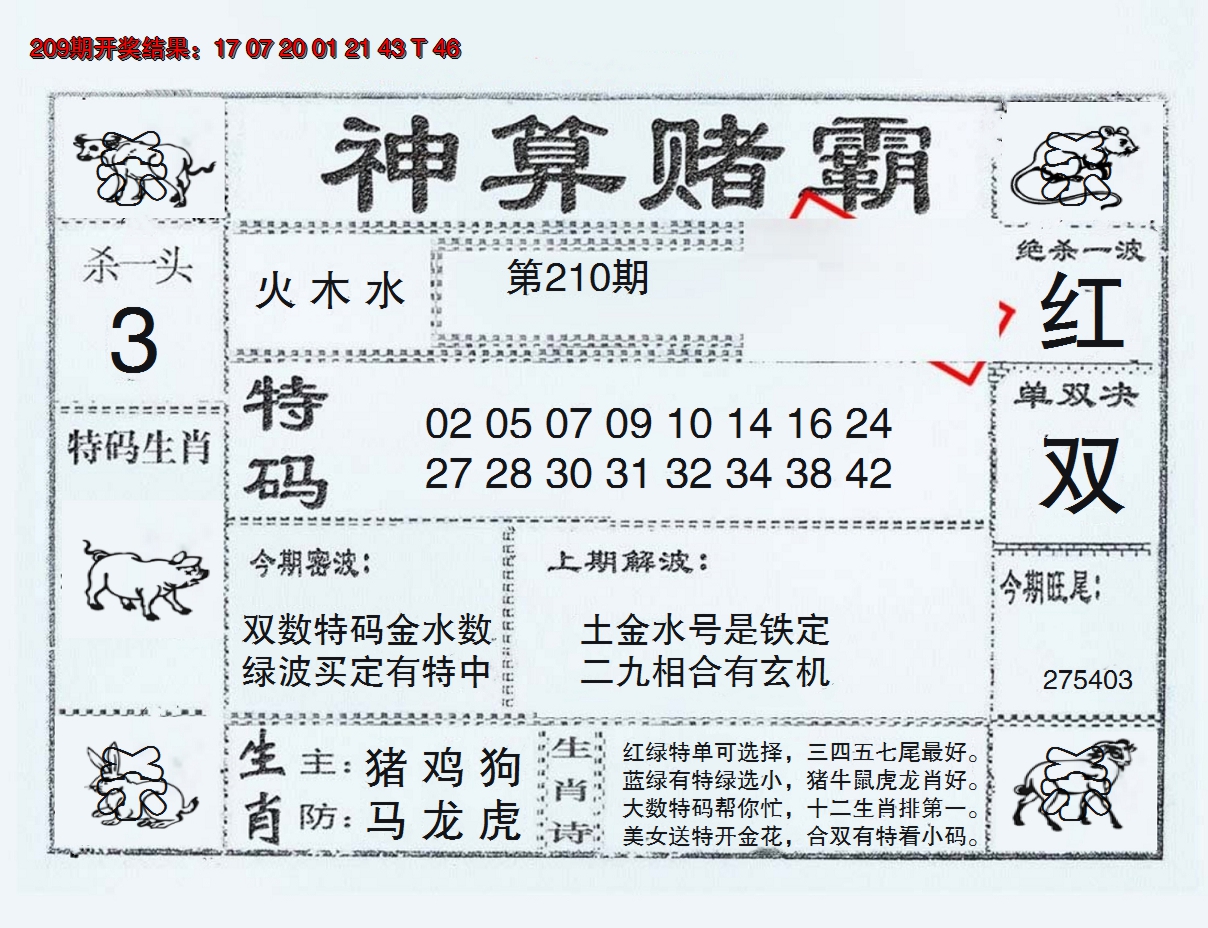 新澳彩210期:神算赌霸