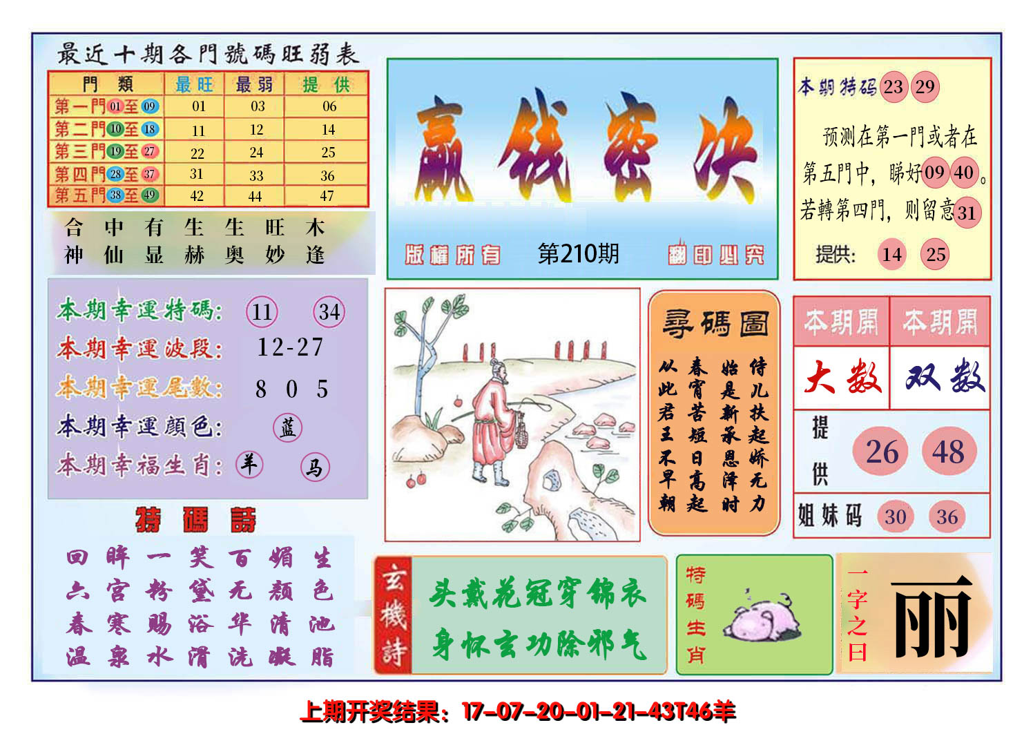 新澳彩210期:九龍赢钱密决(推荐)