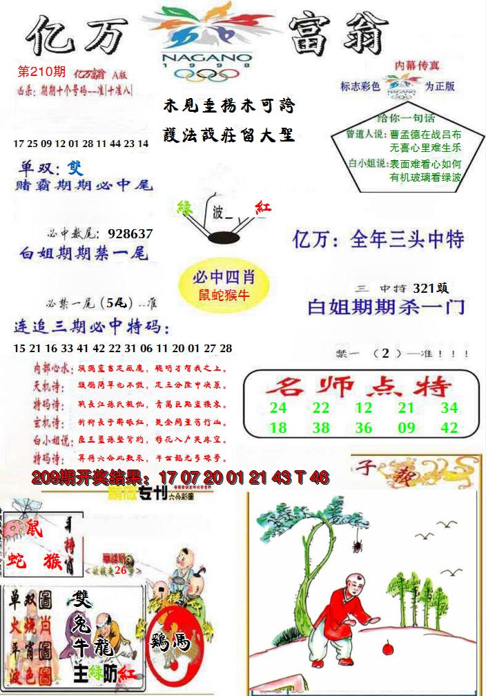 新澳彩210期:亿万富翁A