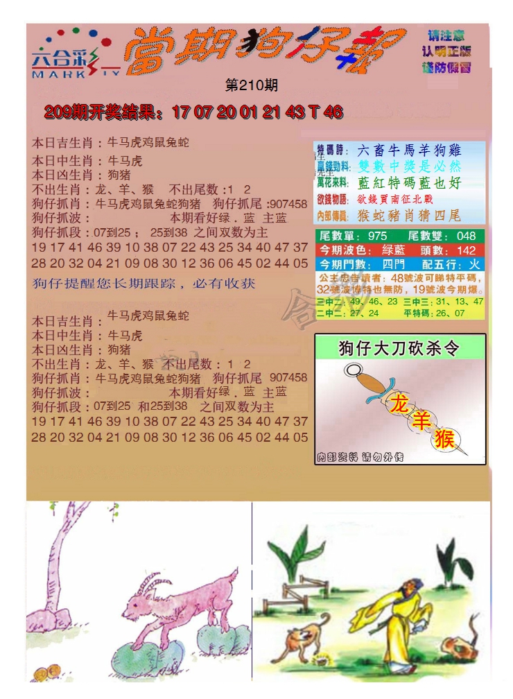 新澳彩210期:当期狗仔版