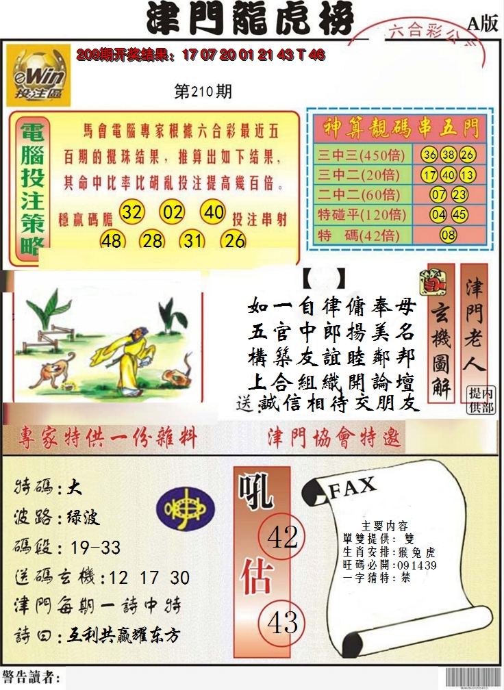 新澳彩210期:津门龙虎榜A